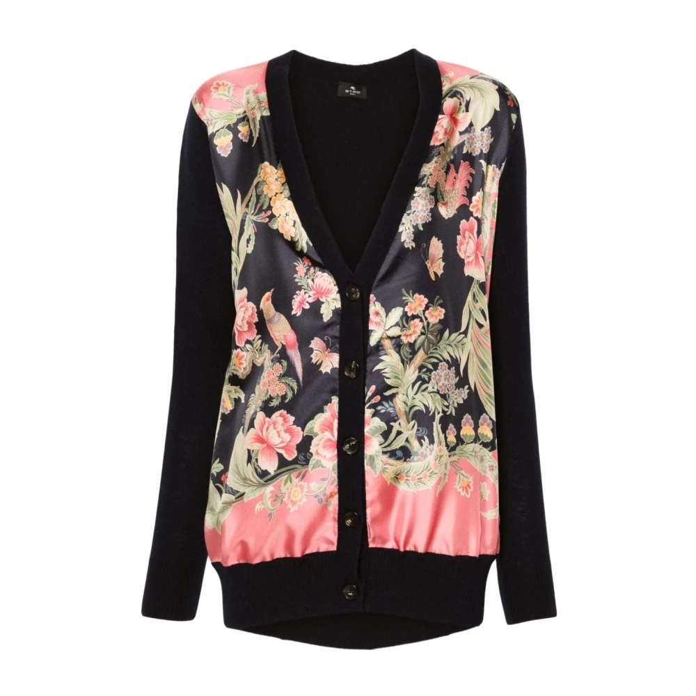 ETRO Blauwe Bloemen Gebreide Trui Multicolor Dames