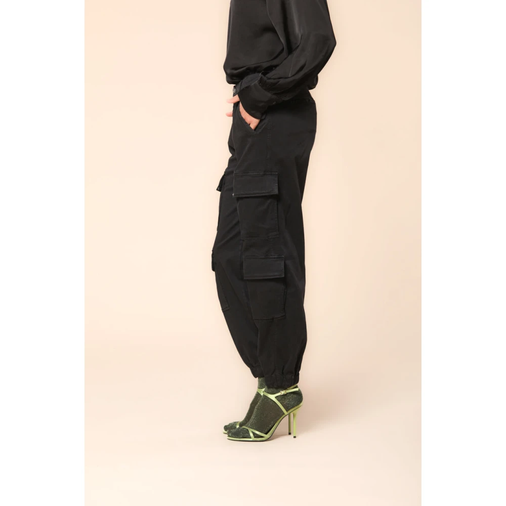 Mason's Curvy Fit Cargo Broek in Gabardine Black Dames