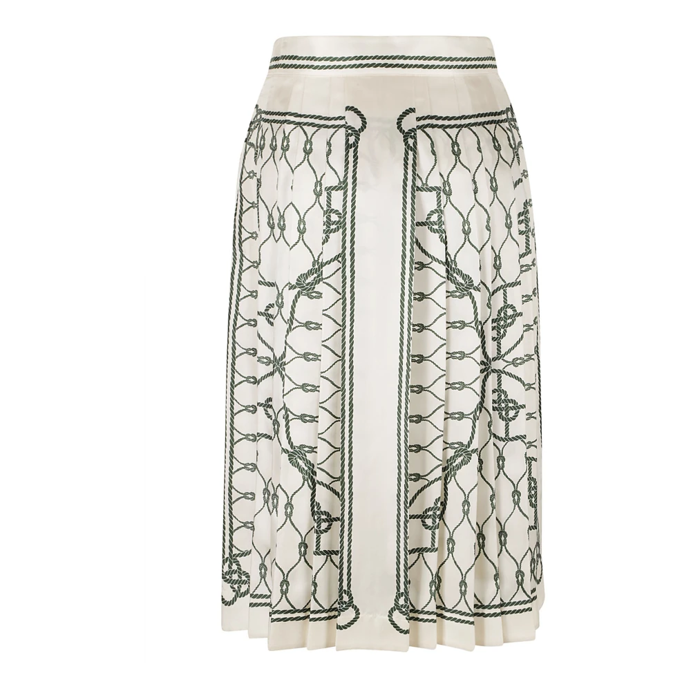 TORY BURCH Gedrukte Geplooide Zijden Rok Green Dames