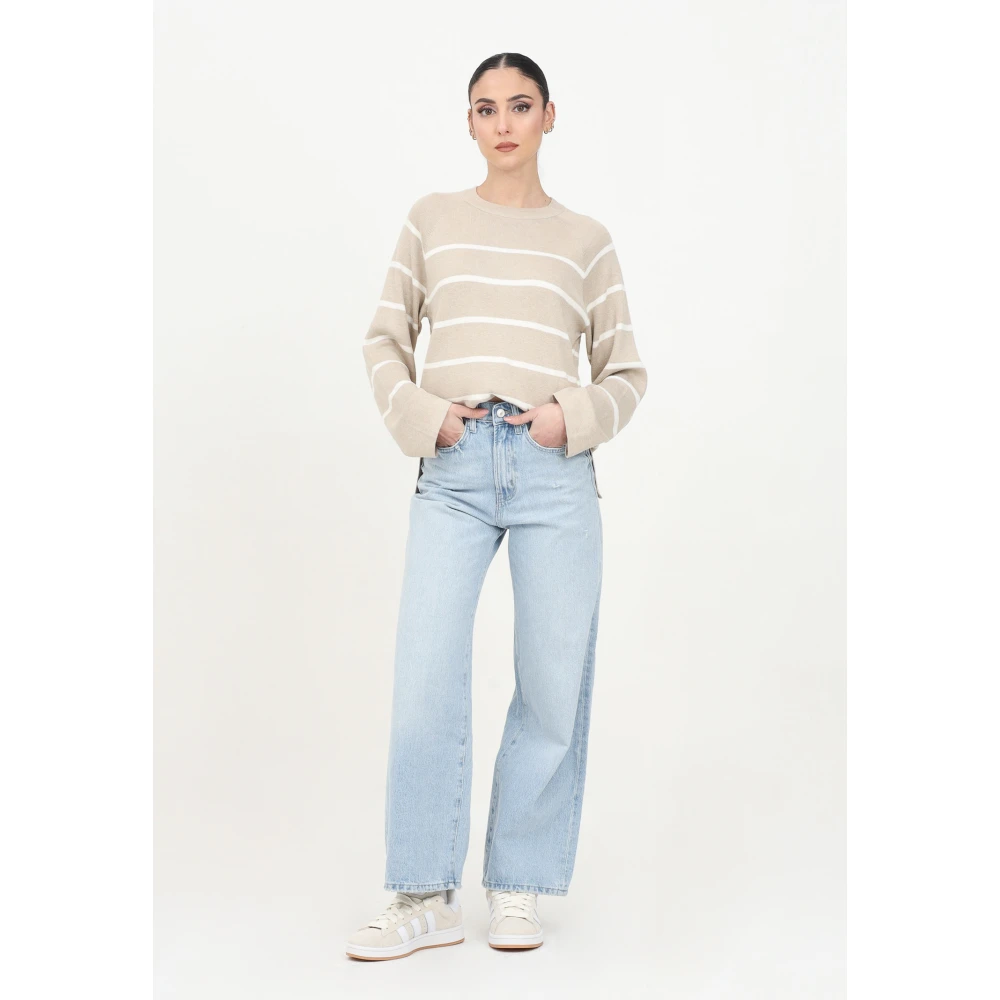 Only Heldere Blauwe Wijde Pijp Denim Jeans Blue Dames