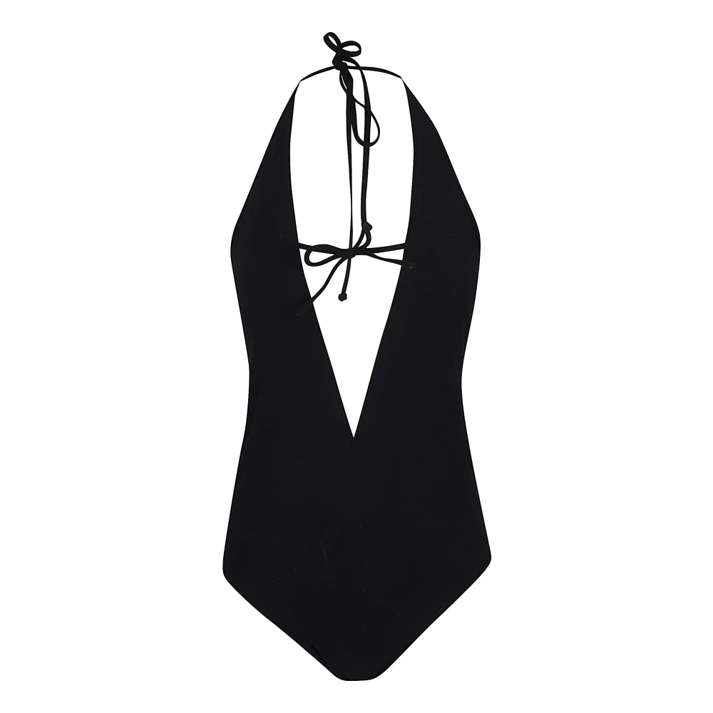 Valentino Garavani Women's Black Tie Halter Swimsuit - Swimsuits - M - Swimwear