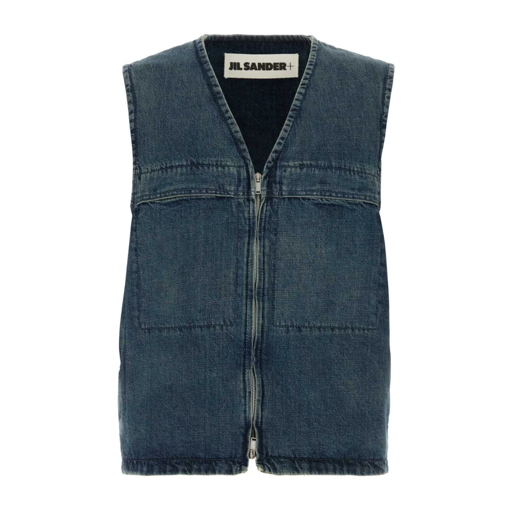 Jil Sander Men's Blue Denim Padded Vest - Waistcoats - M - Jackets