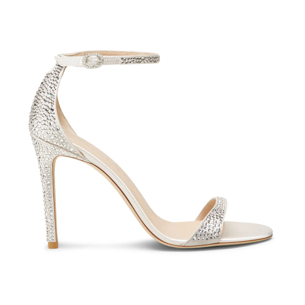 Stuart Weitzman Women's Gray Nudist Shine 100 Sandal