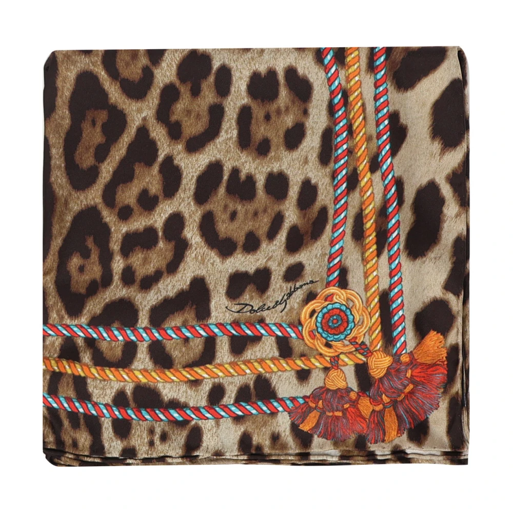 Dolce & Gabbana Zijden Sjaal met Luipaardprint Brown Dames