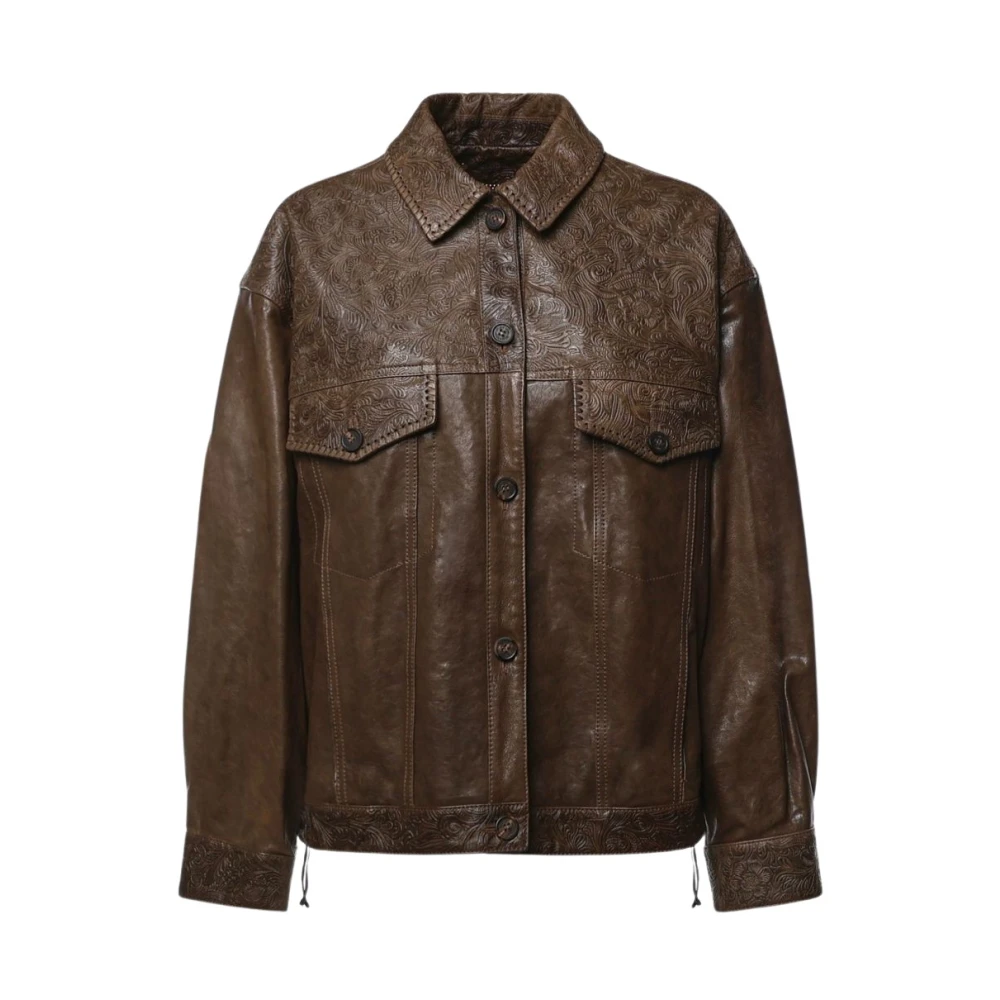 Golden Goose Jackets Green - Female - Leather Jackets - Brown - S - Jackets