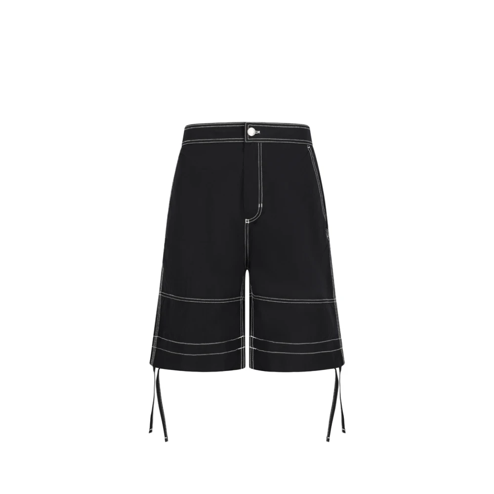 Ami Paris Black Casual Shorts, Male, L, Contrast-Stitch Bermuda Shorts