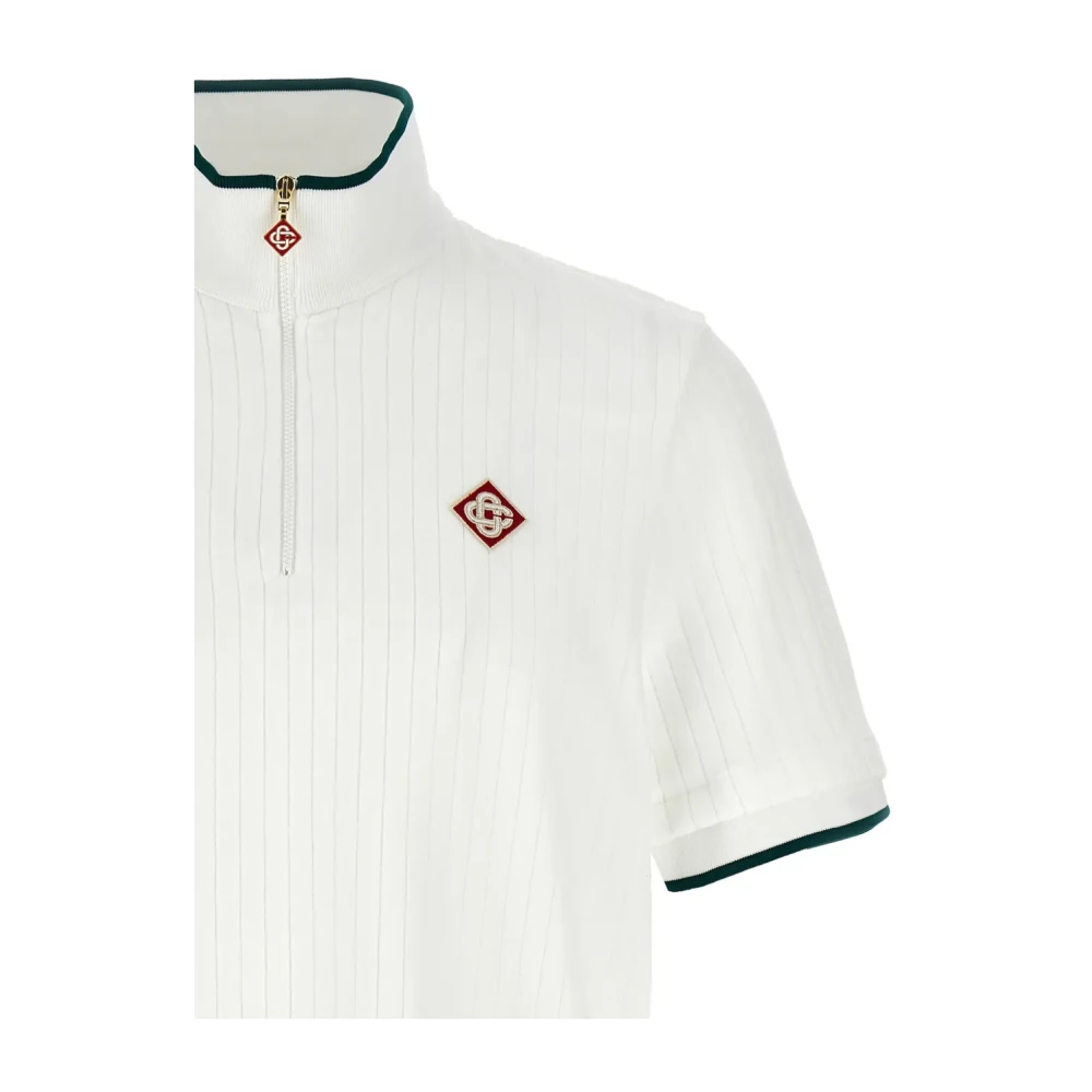 Casablanca Geribbeld fluwelen T-shirt met ritssluiting White Heren