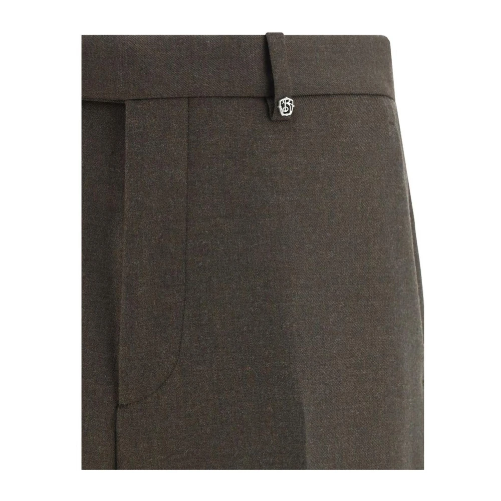 Burberry Melange Wollen Broek met Zakken Sluiting Brown Heren