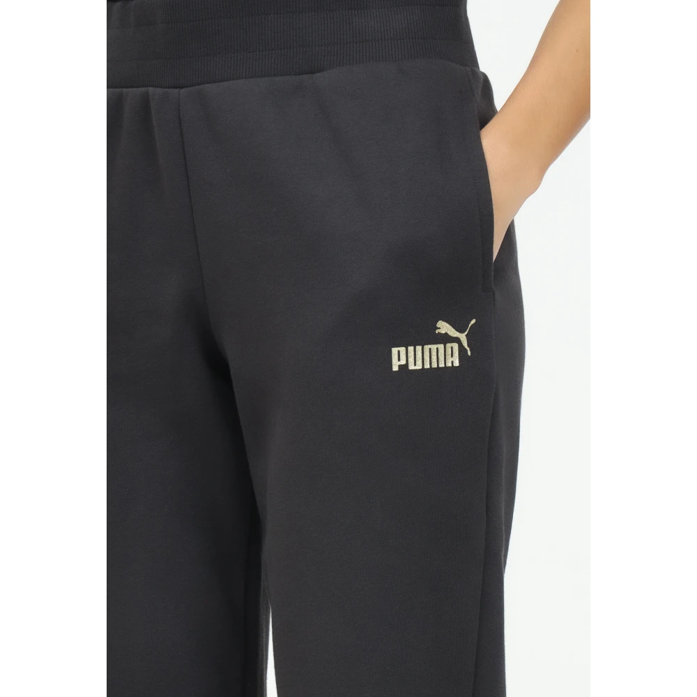 Puma Sportieve Glitter Logo Zwarte Broek Black Dames
