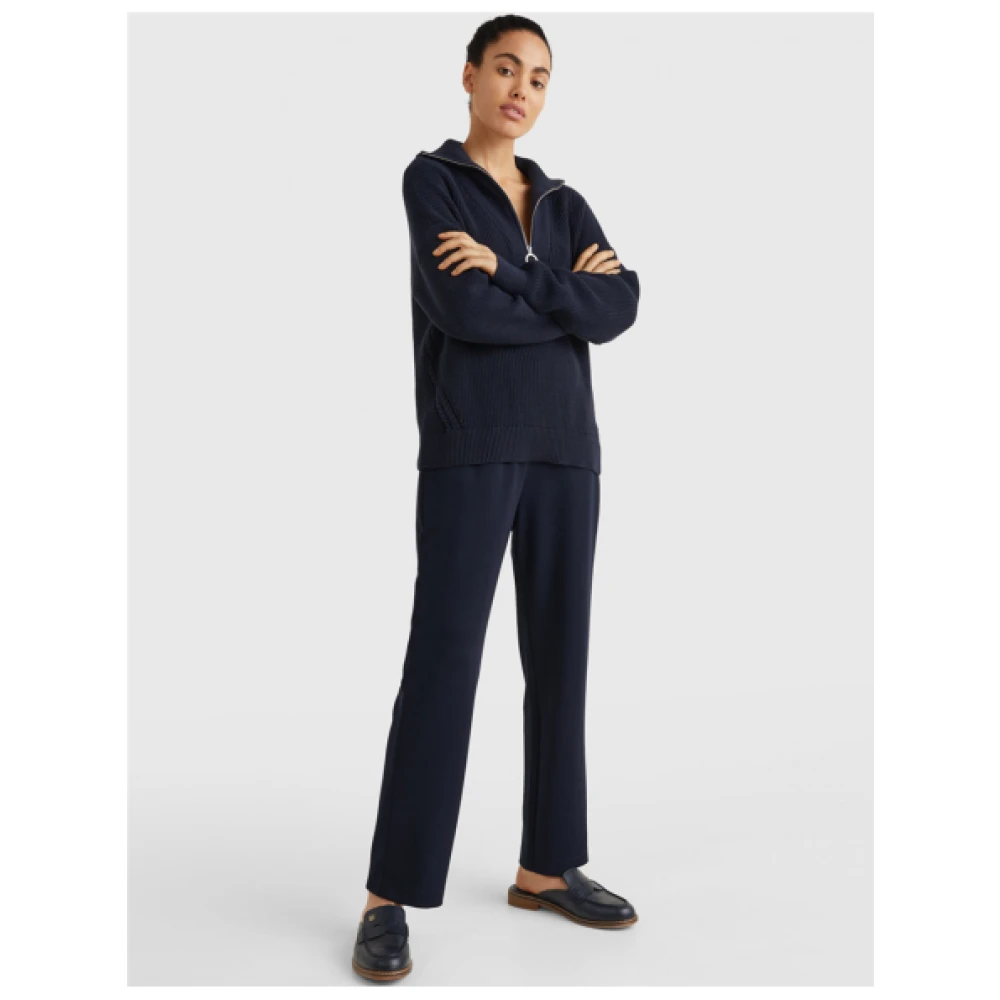 Tommy Hilfiger Dikke biologisch katoenen half-zip trui Blue Dames