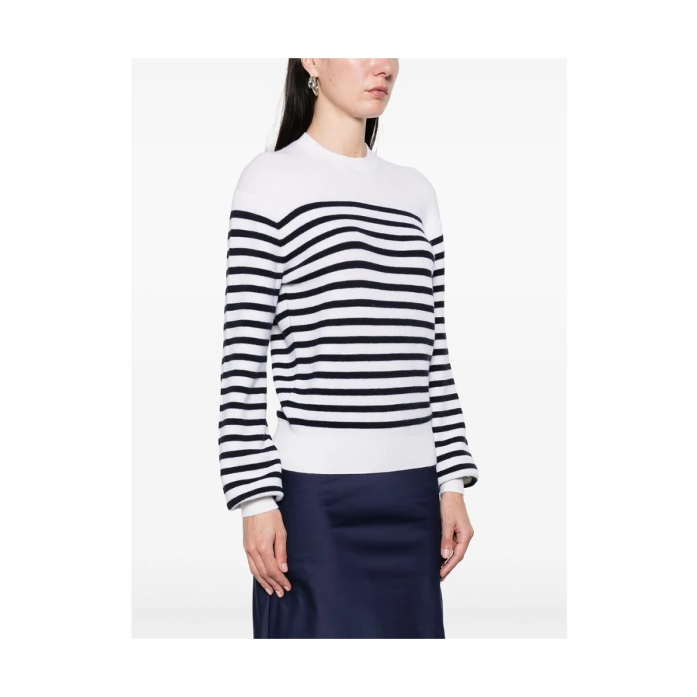 Khaite Witte Geribbelde Crew Neck Sweater White Dames
