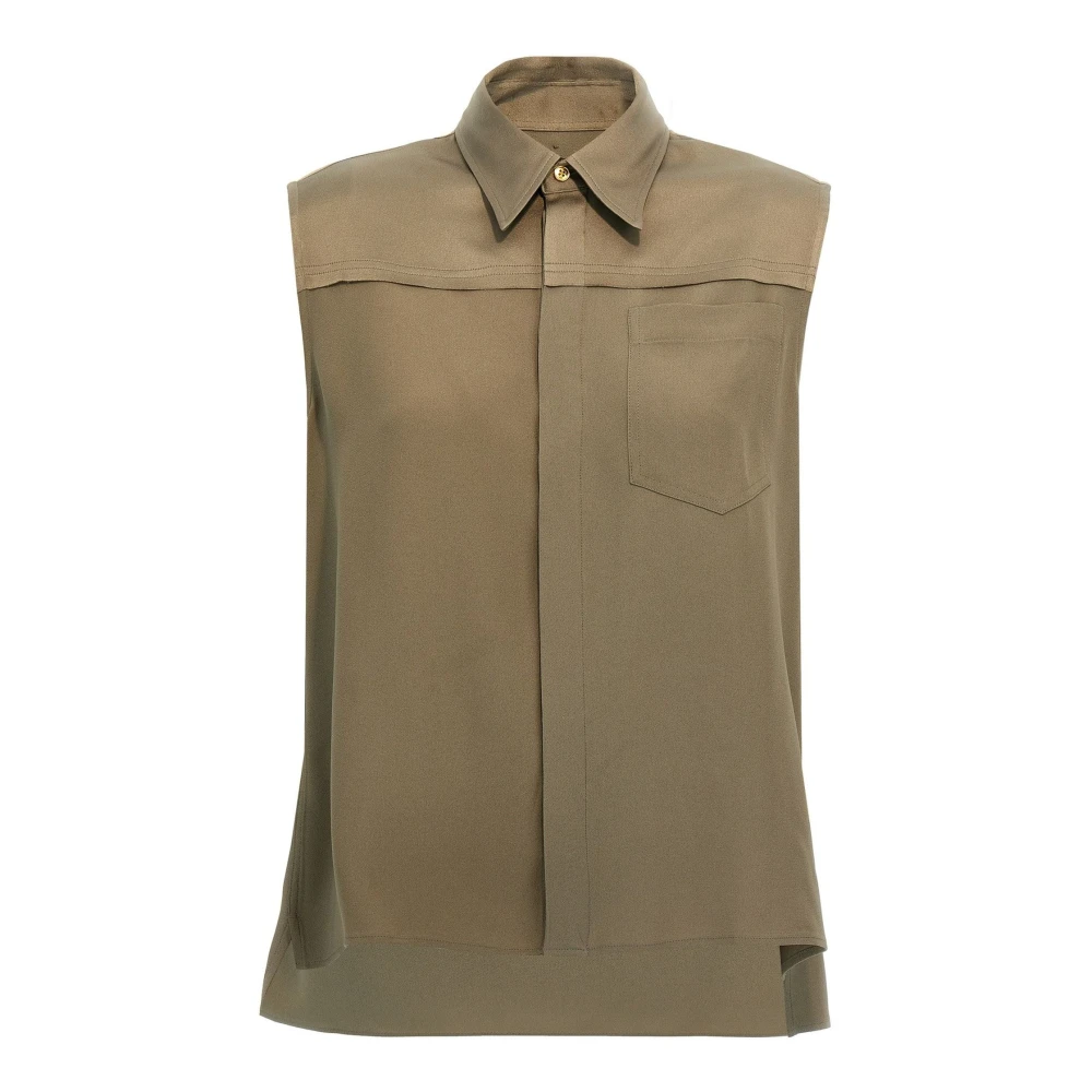 Ami Paris Grön Ärmlös Skjorta Med Bröstficka