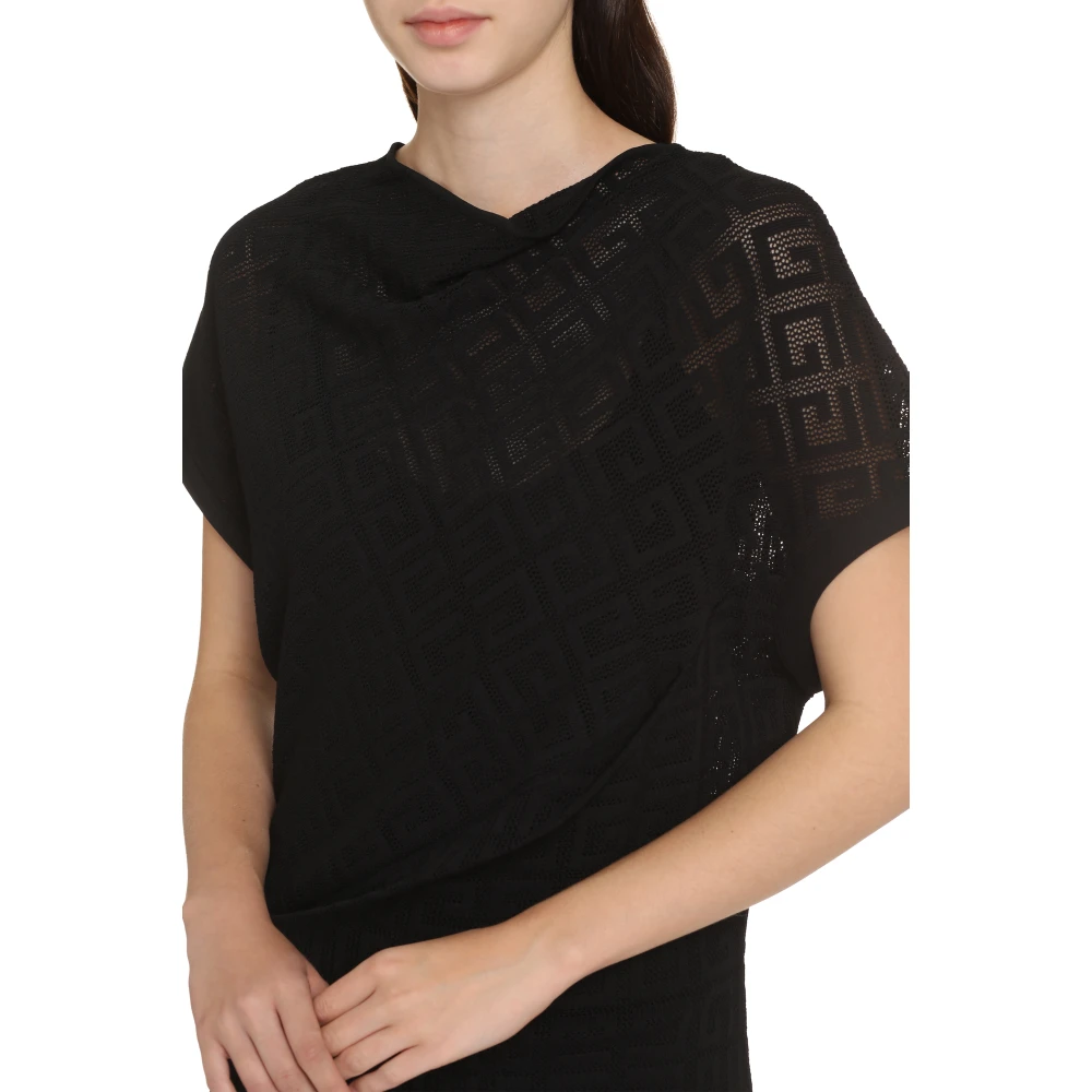 Givenchy Logo Jacquard Gebreide Jurk Black Dames