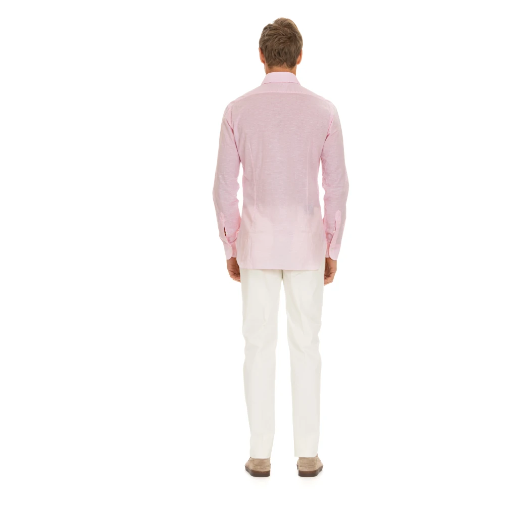Barba Roze Linnen-Katoen Culto Shirt Pink Heren