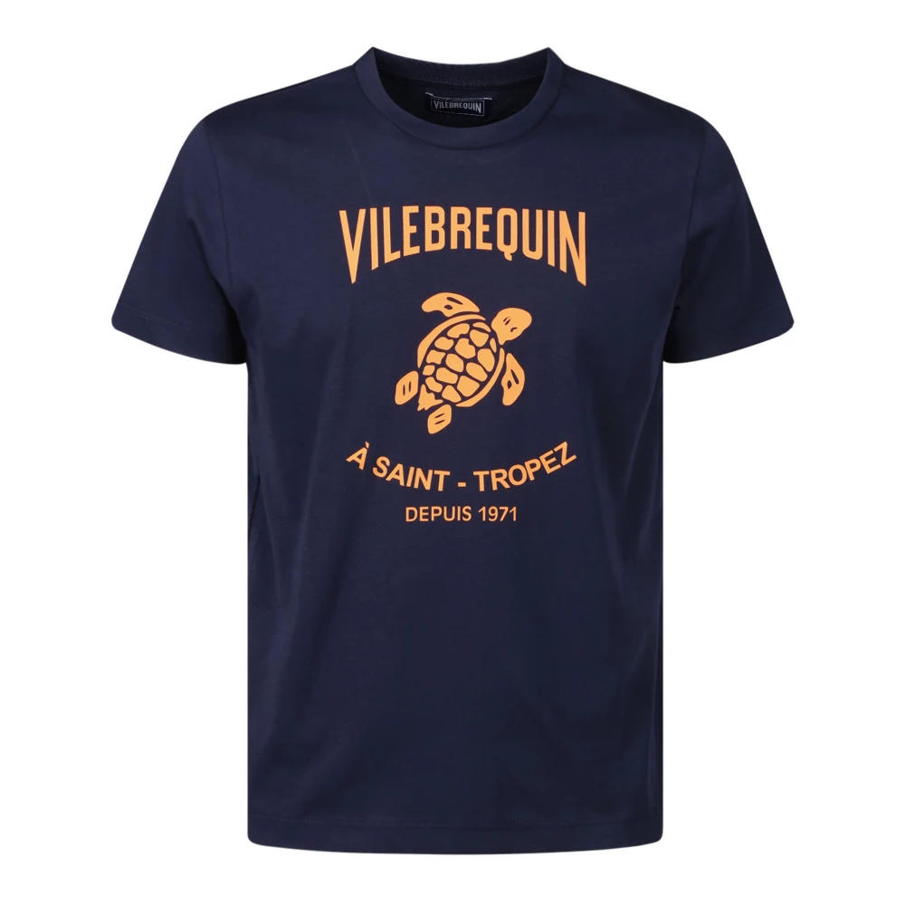 Vilebrequin Tvättad Bomull Crew Neck T-Shirt Blue, Herr