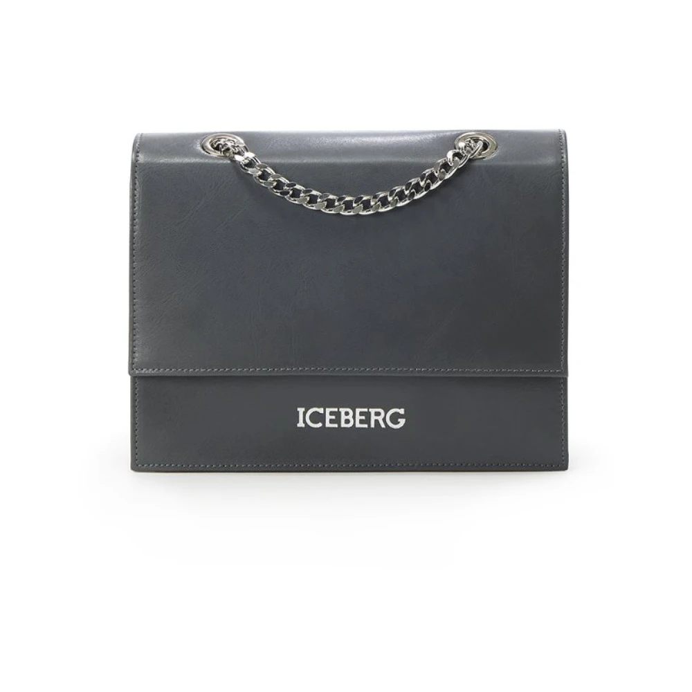 Iceberg Schoudertas in modieus leer met ketting schouderband Gray Dames