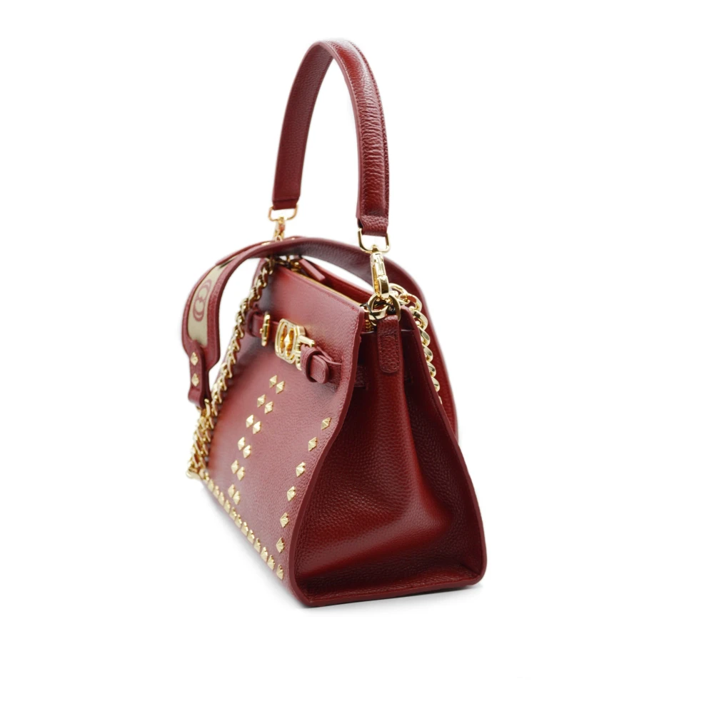 La Carrie Iconische Leren Shopper Tas met Studs Red Dames