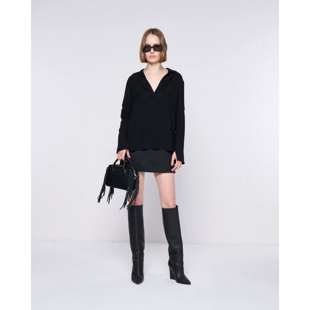Silvian Heach Blouse met borduurwerk en overhemdkraag Black Dames