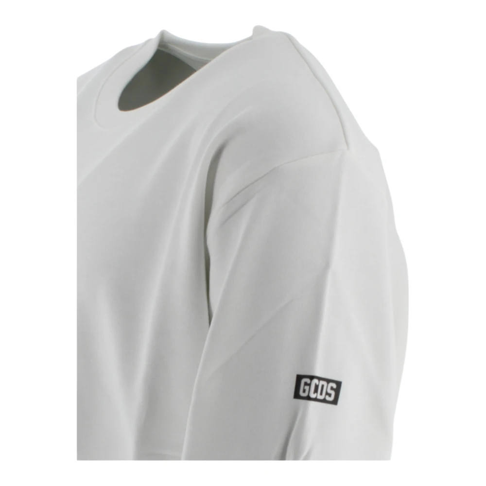 Gcds Witte Crewneck Sweater Essentials White Heren