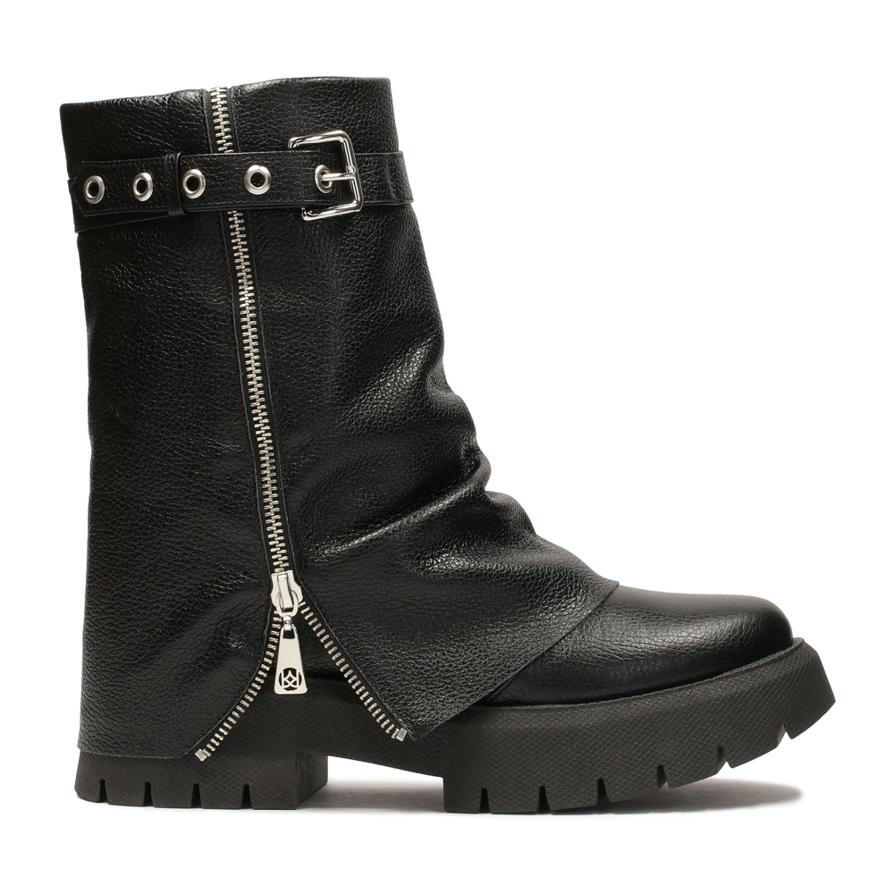 Kazar Vrouw Zwart Extravagante Laarzen Met Dubbele Rits Bovenaan