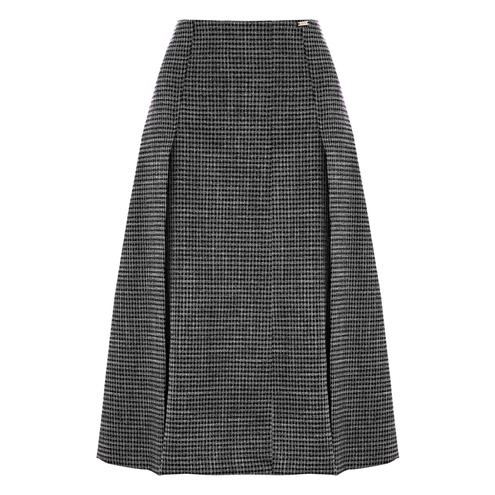 Kocca Flared Microcheck Geplooide Rok Gray Dames