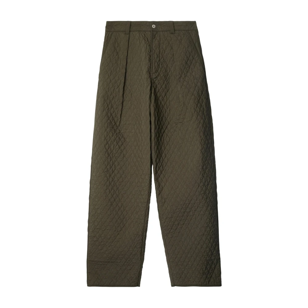 Burberry Men's Green Wide Trousers, S, Quilted Trousers