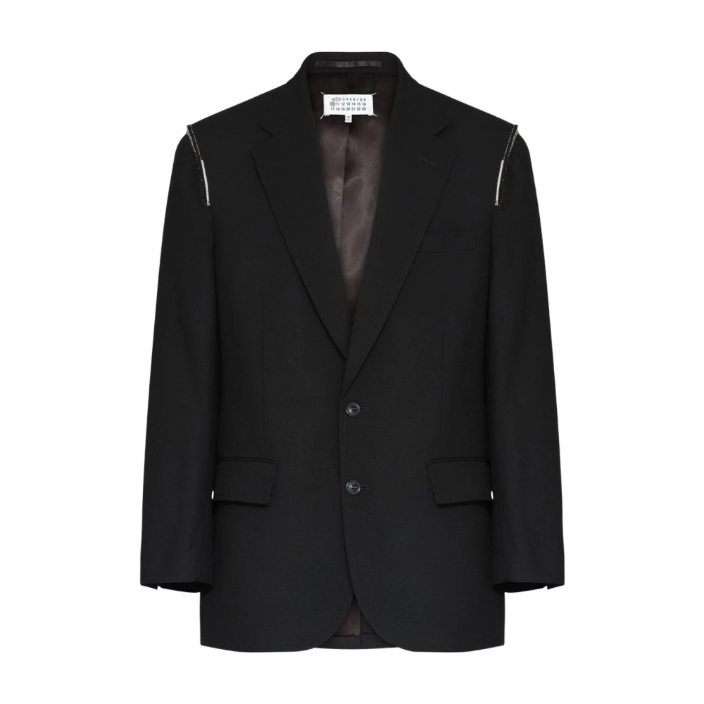 Maison Margiela Men's Black Wool Single-Breasted Blazer - Blazers - M - Suits