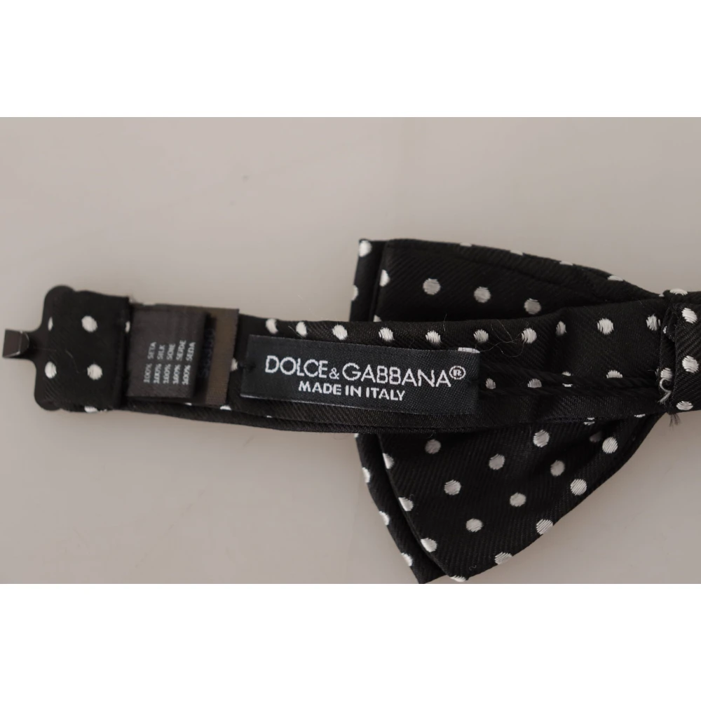 Dolce & Gabbana Stippen Zijden Vlinderdas Black Heren