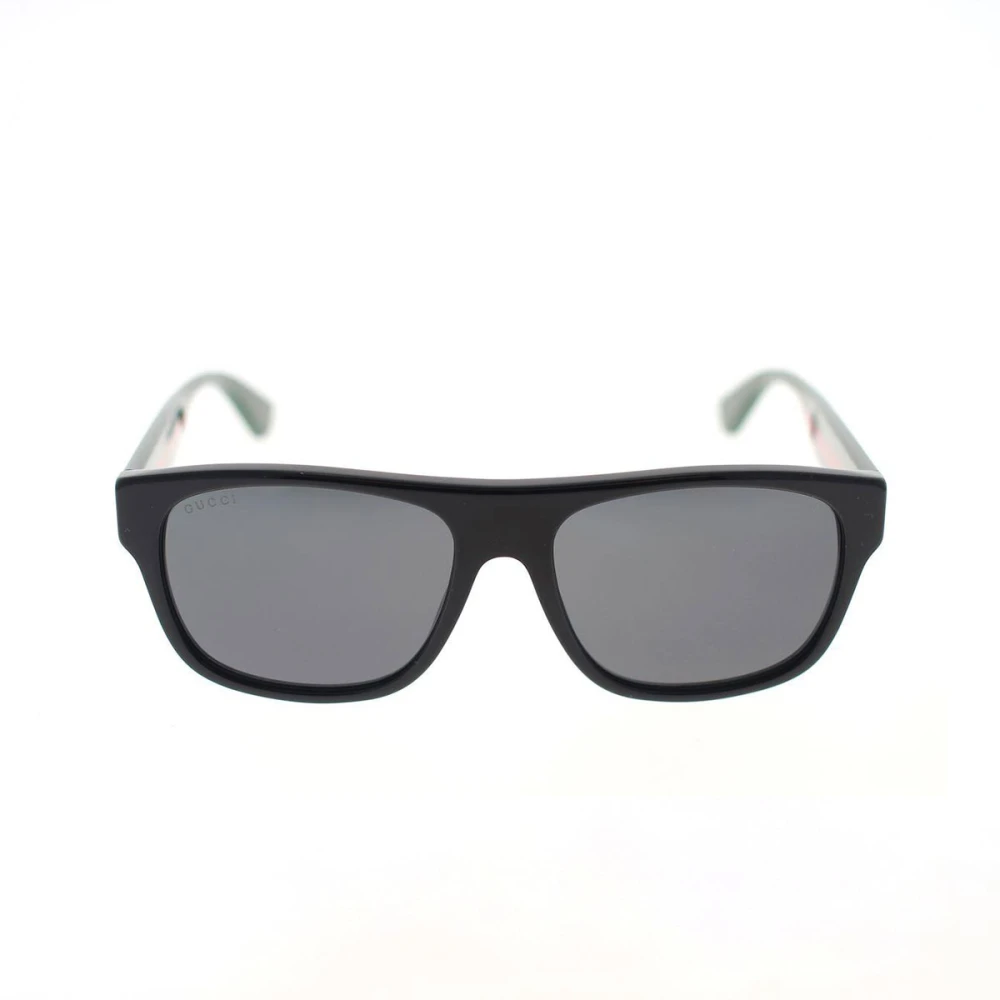 Gucci Ikoniska fyrkantiga solglasögon med mörkayanser och färgade armar Black, Herr