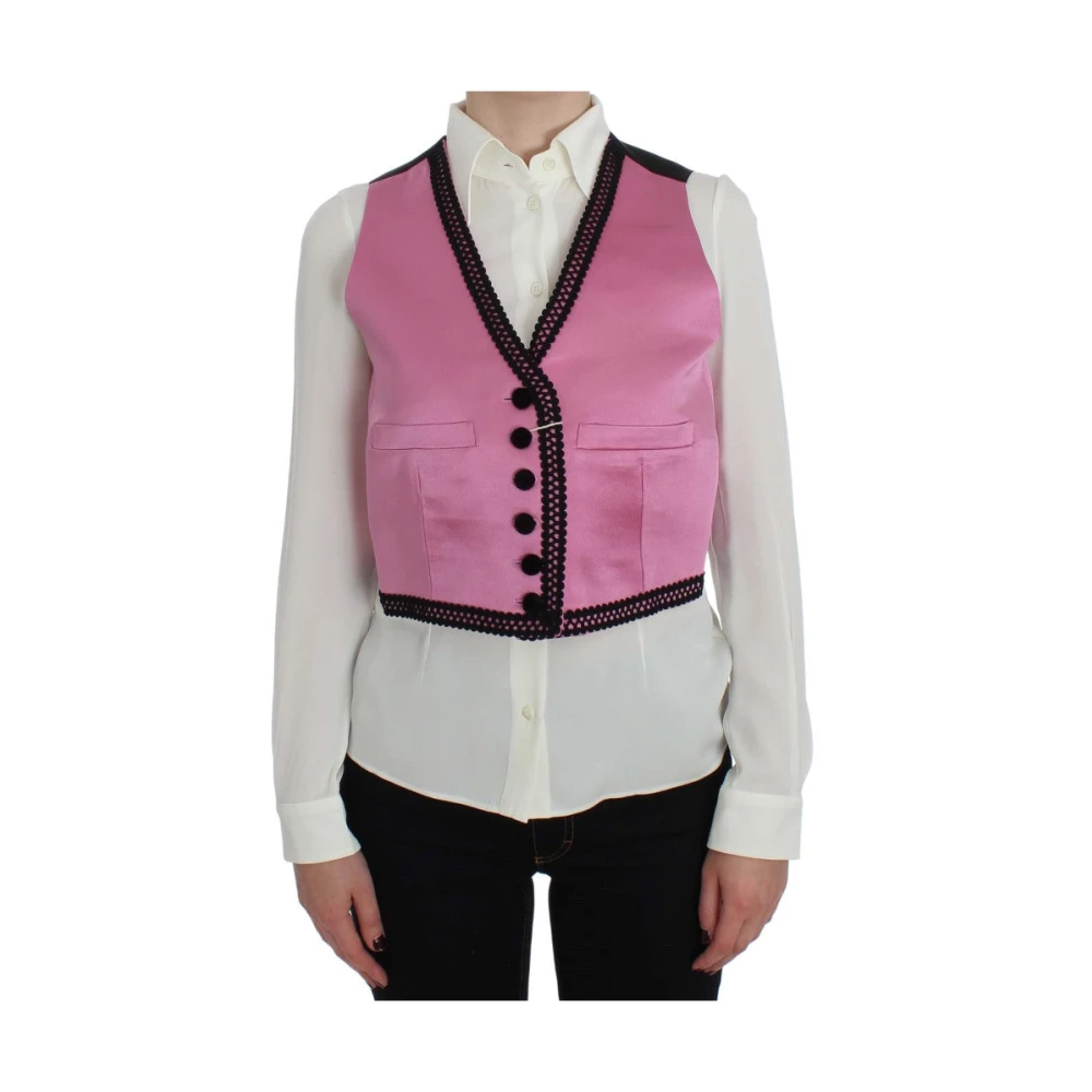 Dolce & Gabbana Luxe Zijde-Katoen Torero Geïnspireerd Vest Pink Dames