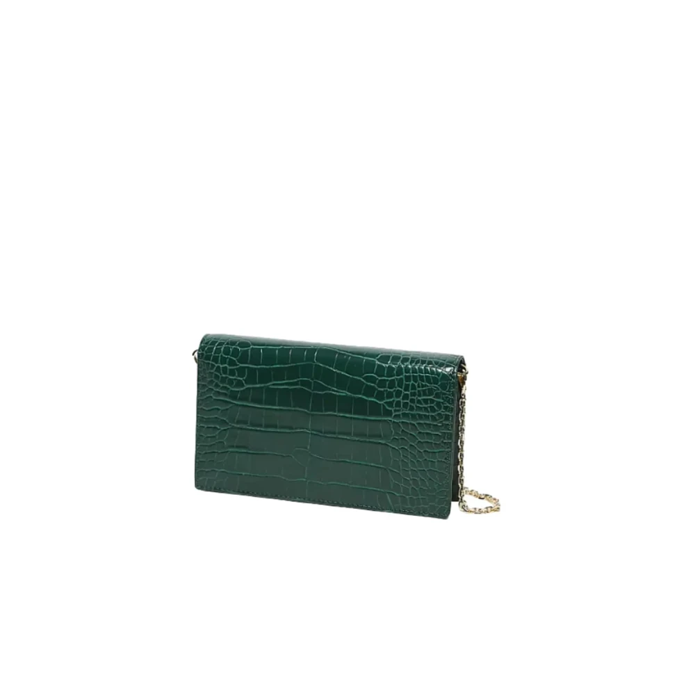 Love Moschino Groene Krokodil-Effect Clutch Tas met Gouden Logo Green Dames
