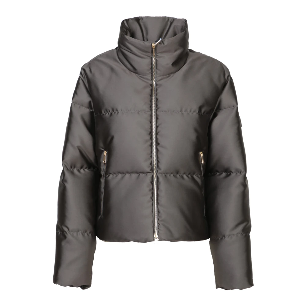 Moncler Blauwe Gewatteerde Jas met Ritssluiting Blue Dames