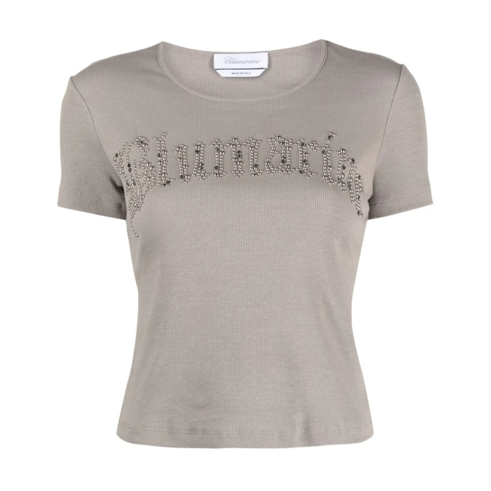 Blumarine Grijze T-shirts en Polos met geborduurd logo Gray Dames