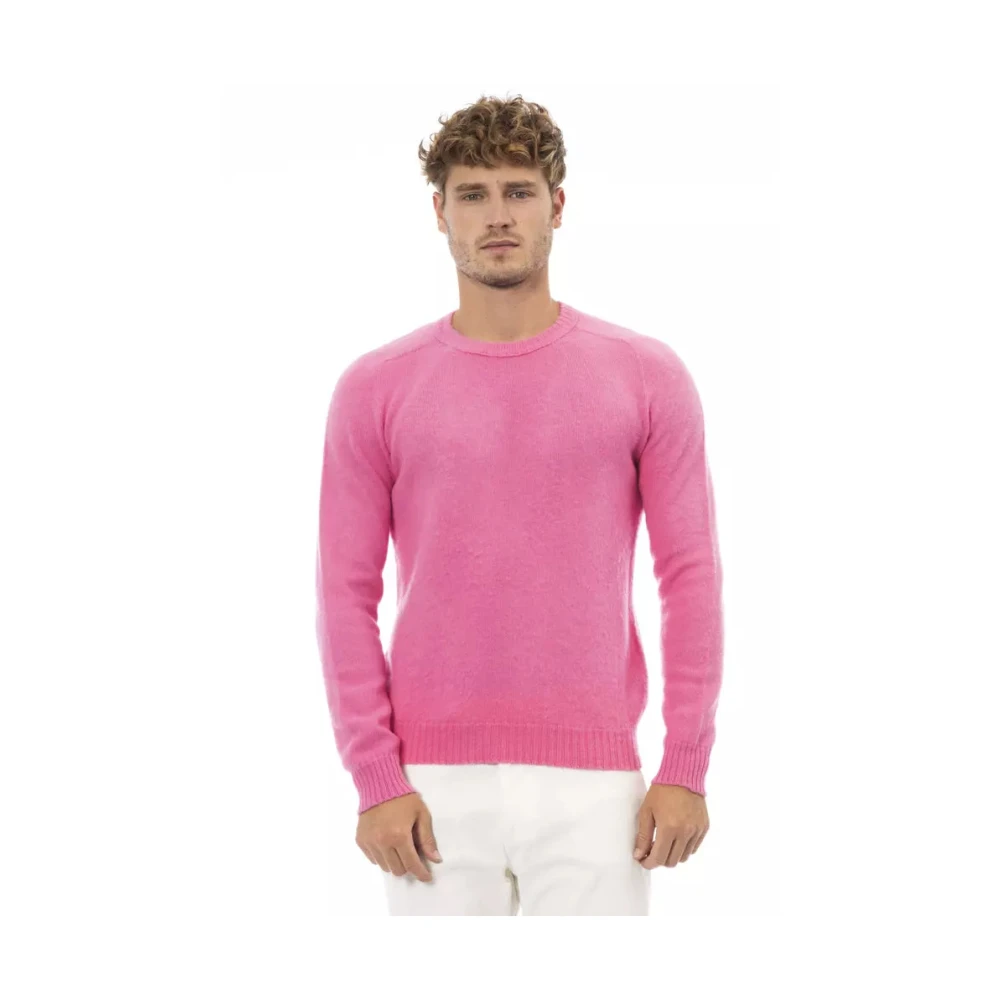 Alpha Studio Stijlvolle Roze Crewneck Sweater Pink Heren