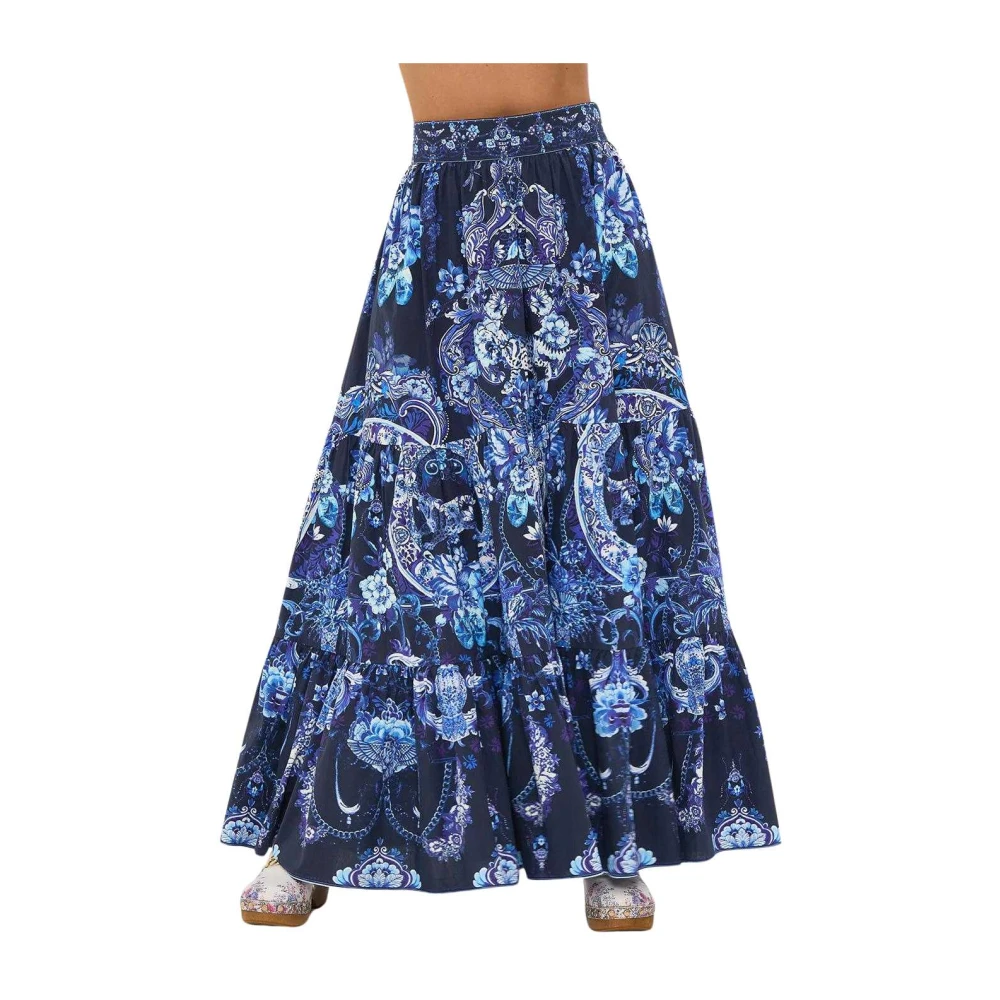Camilla Blauwe Gerende Maxi Rok Delft Dynasty Blue Dames