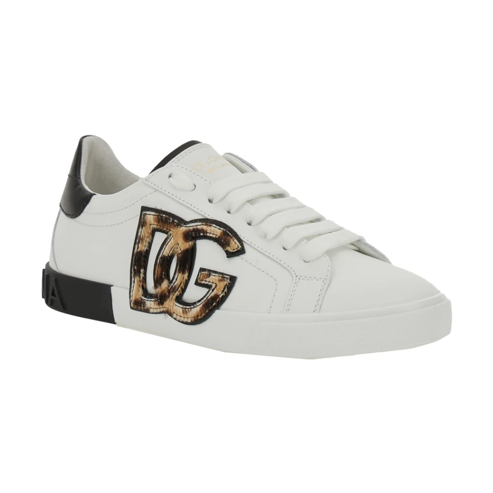 Dolce & Gabbana Witte Sneakers met Dierenmotief van Leer White Dames