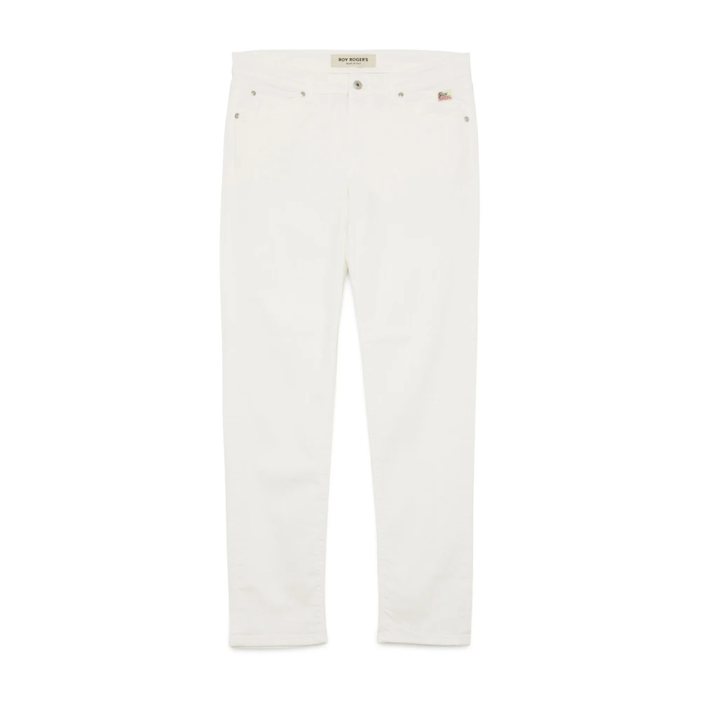 Roy Roger's Men's White Slim Fit Trousers - Slim-Fit Trousers - W38 - Trousers