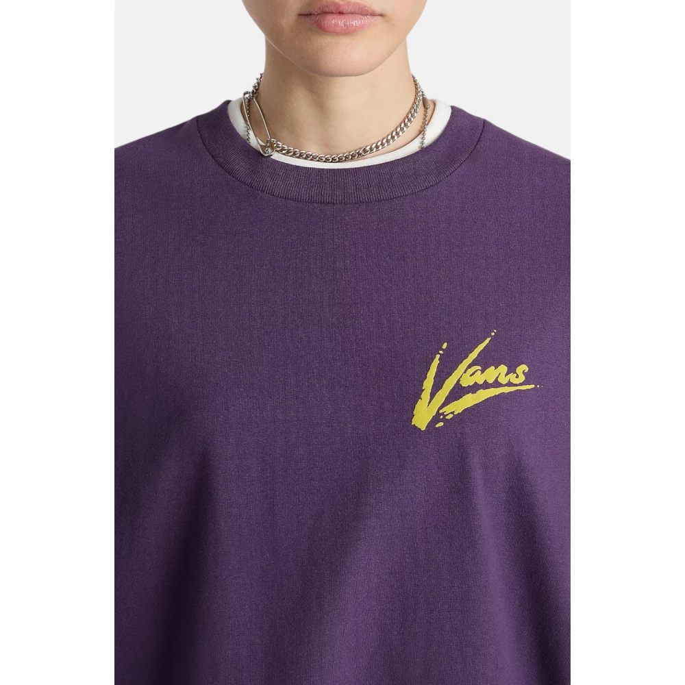 Vans Geribbelde ronde hals bedrukt T-shirt Purple Dames