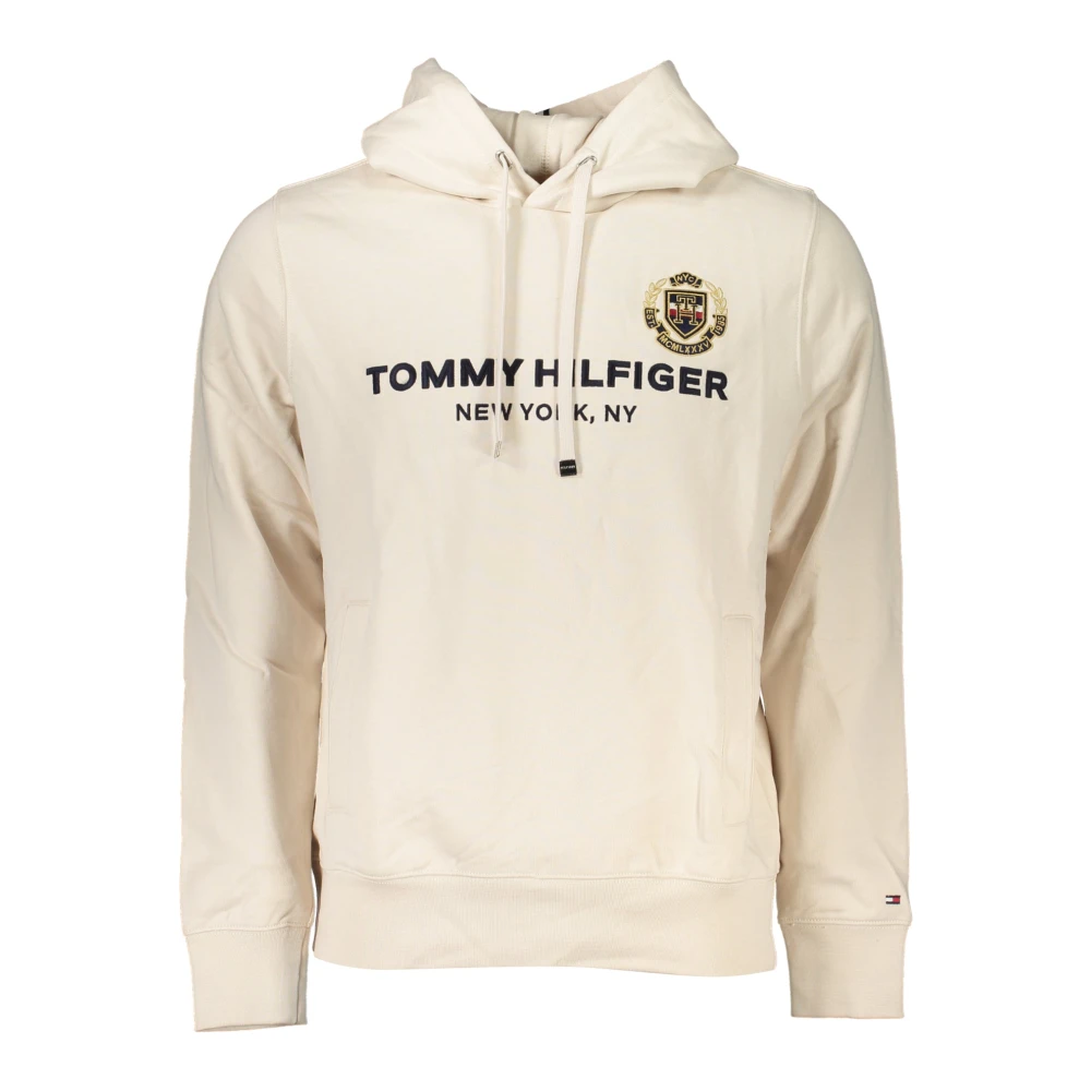 Tommy Hilfiger Hoodie Wit Geborduurd Logo Beige Heren
