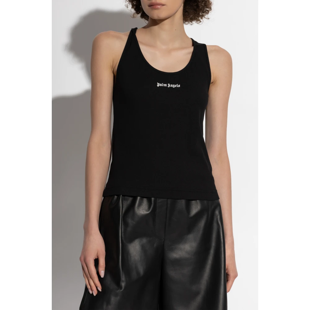 Palm Angels Top met geborduurd logo Black Dames