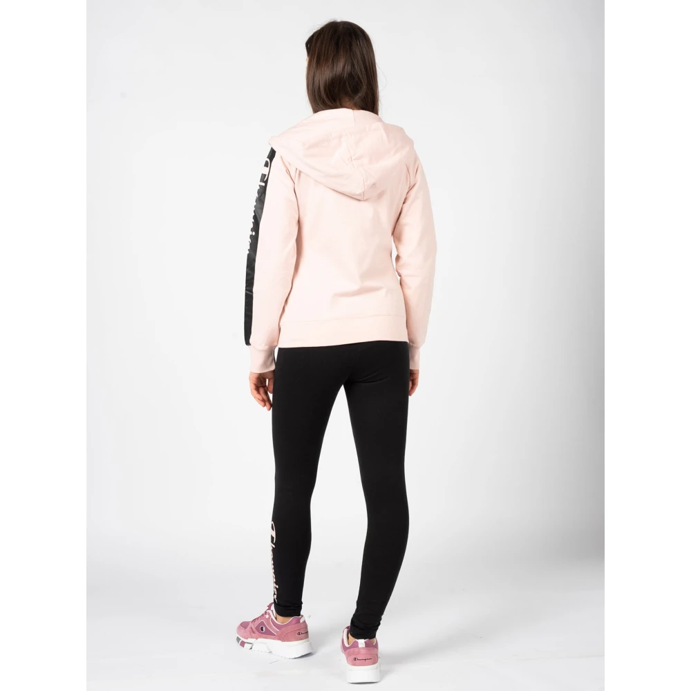 Champion Aansluitende hoodie en taps toelopende broek set Pink Dames