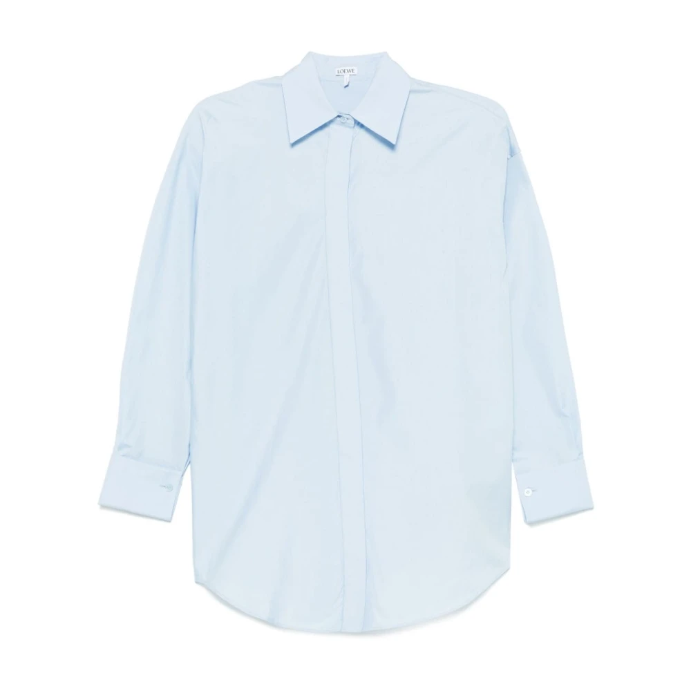 Loewe Blauwe Katoenen Popeline Overhemd Blue Dames