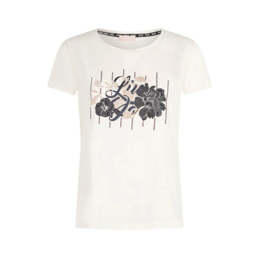 Liu Jo Bloemen T-shirt Korte Mouw Wit White Dames