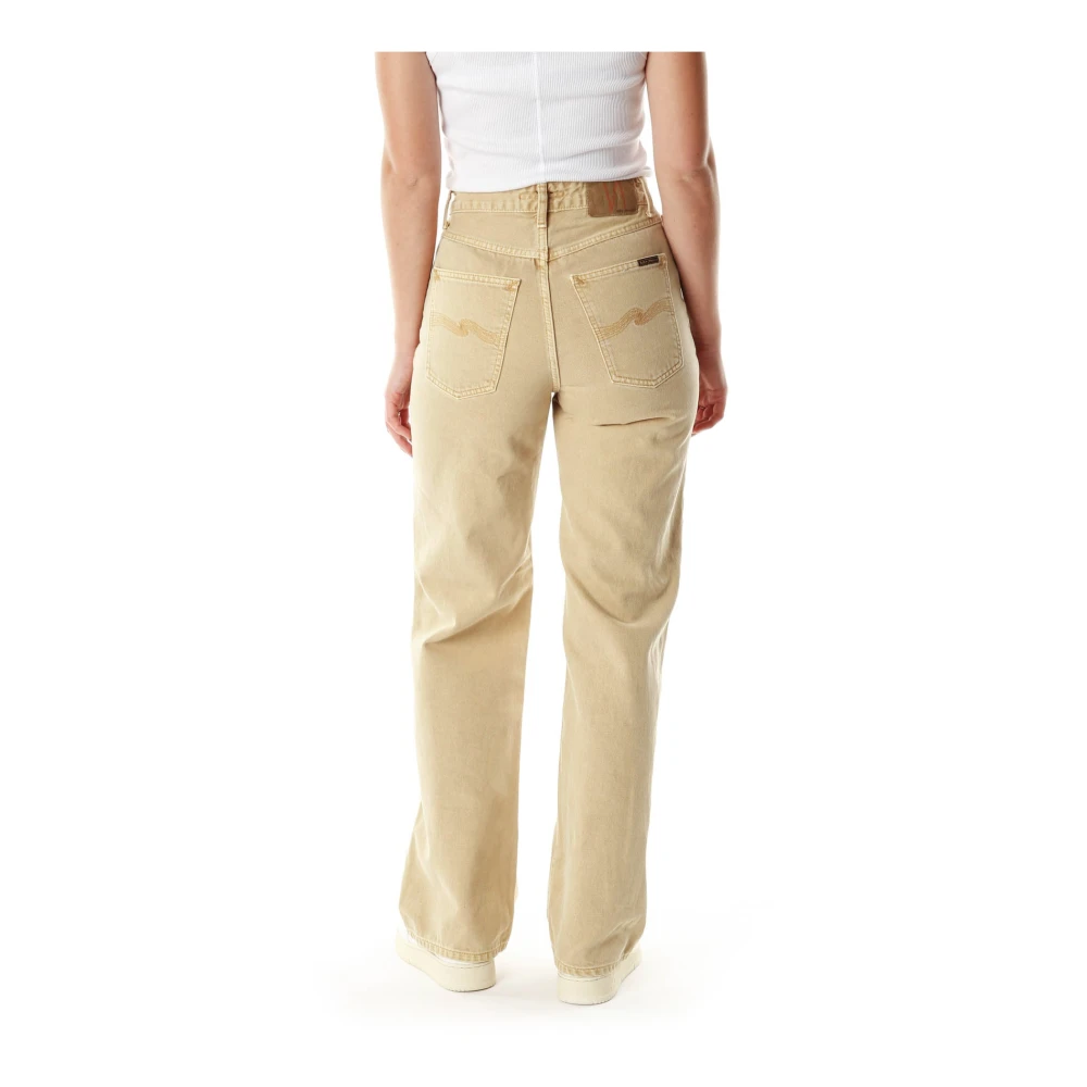 Nudie Jeans Wide Leg High Waist Jeans Brown Dames