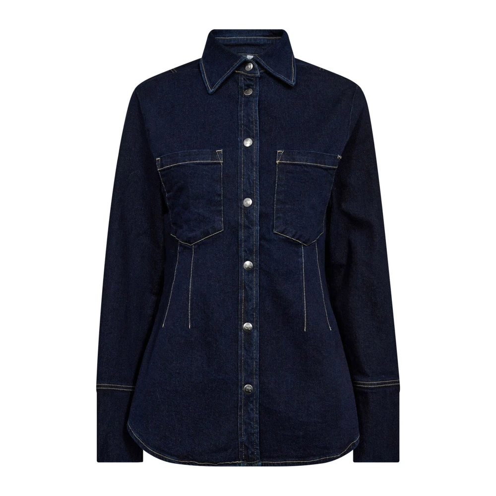 Co'couture Women's Blue Shirts, Xl, Theocc Fitted Denim Shirt