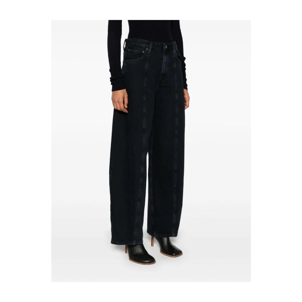 Agolde Hoge Taille Wijde Pijp Denim Broek Black Dames