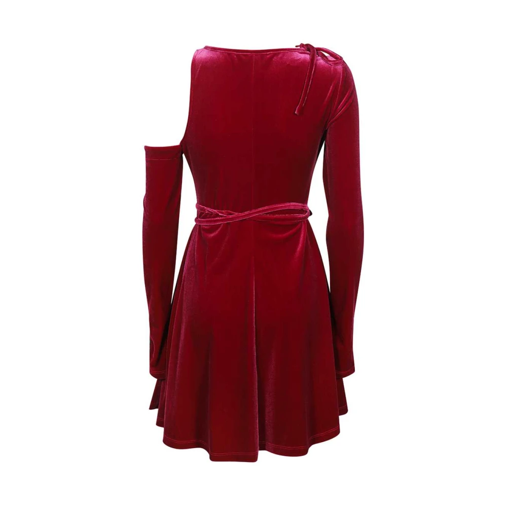 Versace Jeans Couture Fluwelen Jurk met Uitgesneden Details Red Dames