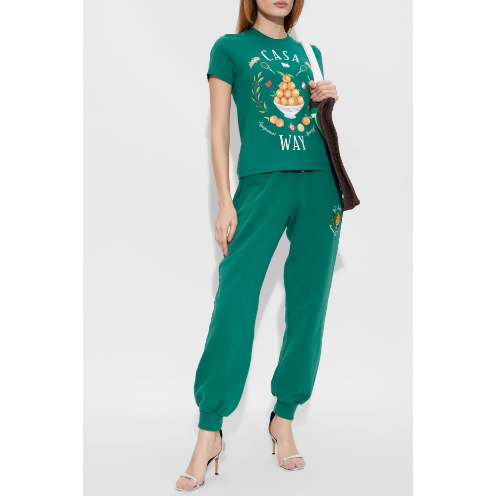 Casablanca Bedrukt T-shirt Green Dames