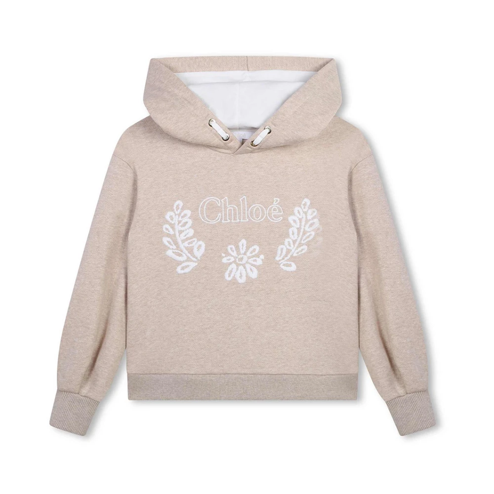 Chloé Botaniskt Broderad Brun Hoodie Brown, Flicka