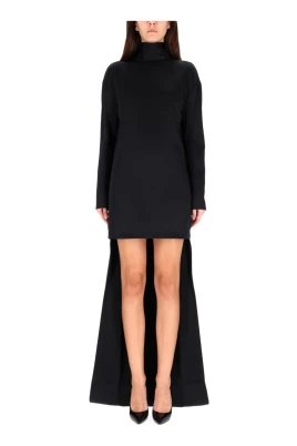 Shiny Crepe Mock Neck Cocktailklänning